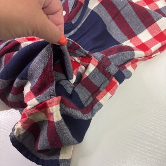 Aerie Red White & Blue Plaid Shirt with Draw String Waist Size Medium SS0877 - Picture 7 of 9